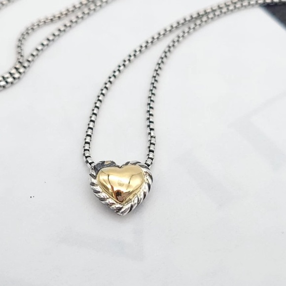 Sold David Yurman Cable Cookie Classic Heart Necklace with 18kt Gold Heart - Picture 2 of 9